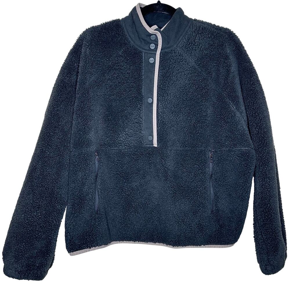 Nuuds Summit Fleece Sherpa Pullover Quarter Snap Size Small